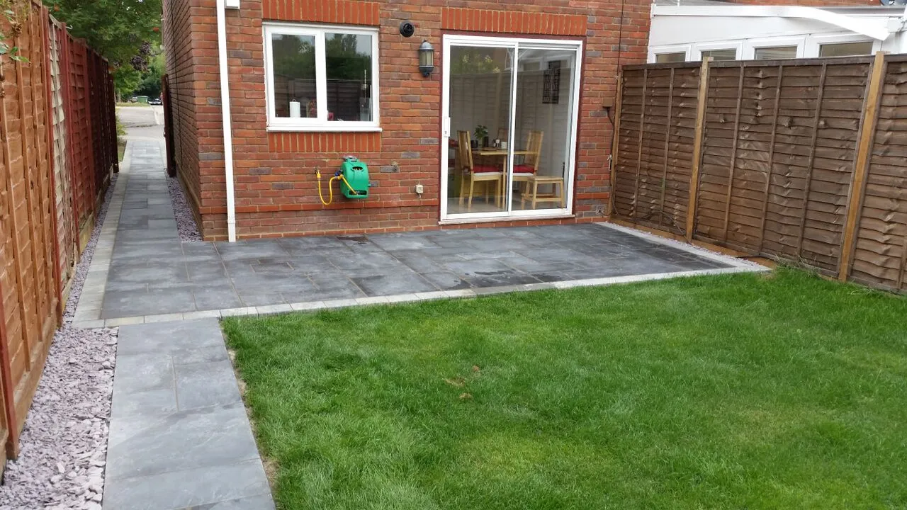 a paved patio area